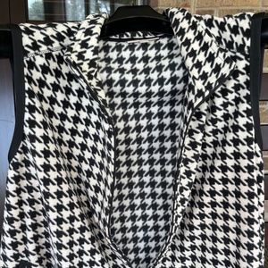 Woman Within black/white houndstooth vest